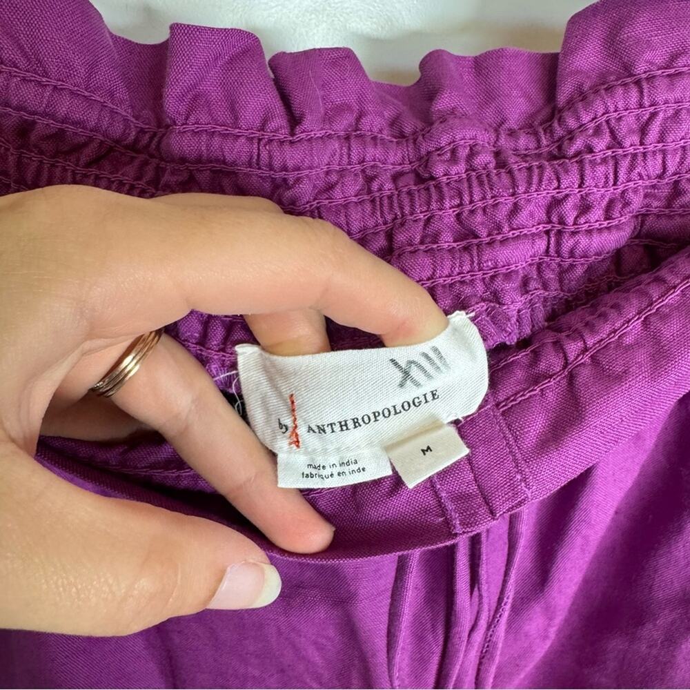 Anthropologie Wide-Leg Cropped Pants in Berry - Picture 5 of 7